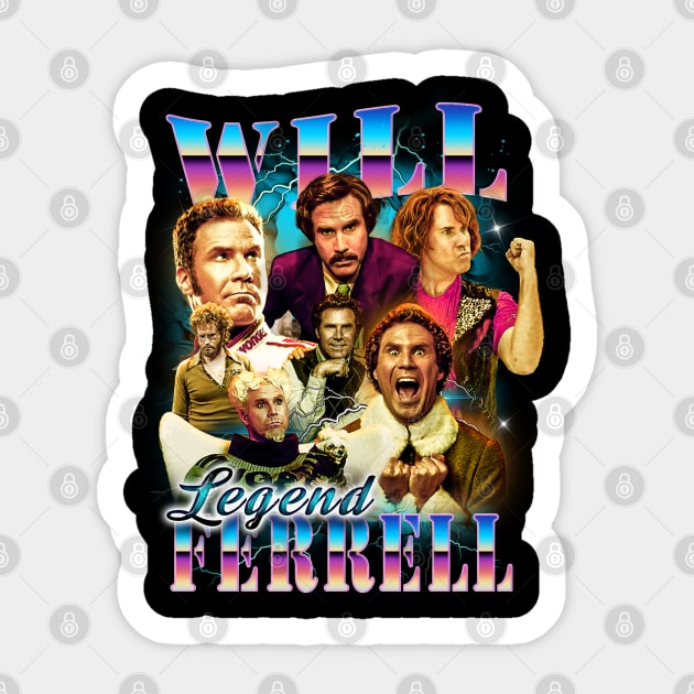 Will Ferrell - Legend - 90's bootleg style design Sticker by BodinStreet